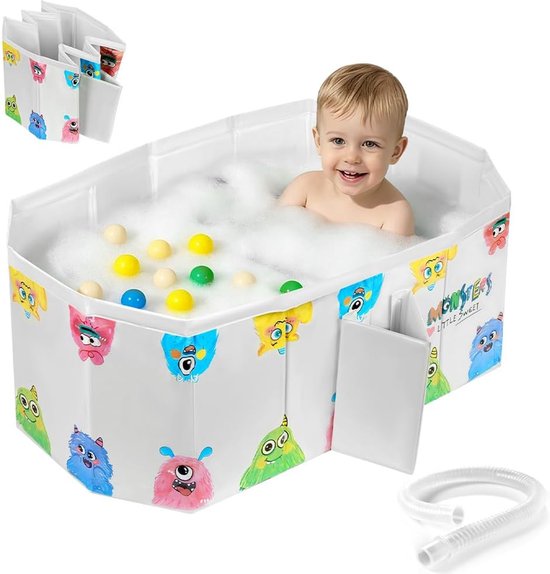 Thijox - Opvouwbaar Babybadje - Draagbaar Peuterbad - Antislip Douchebak voor Baby - Reisbad voor 0-8 Jaar - Mini-Zwembad - Comfortabel en Veilig - Kl