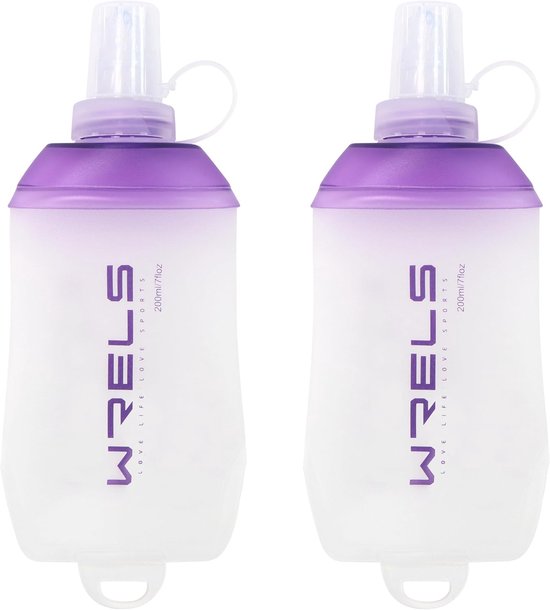 Thijox - Opvouwbare Zachte Fles 200 ml - BPA-vrije TPU Waterfles met Hangende Ring - Lichtgewicht Soft Flask voor Hardlopen, Fietsen en Wandelen (2 st