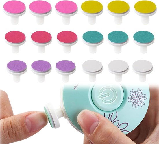Thijox - Opzetstukken Elektrische Nagelvijl Kinderen - 18 Stuks Vervangende Slijpkoppen voor Nageltrimmer - Professionele Nagelverzorgingsset met Kleu