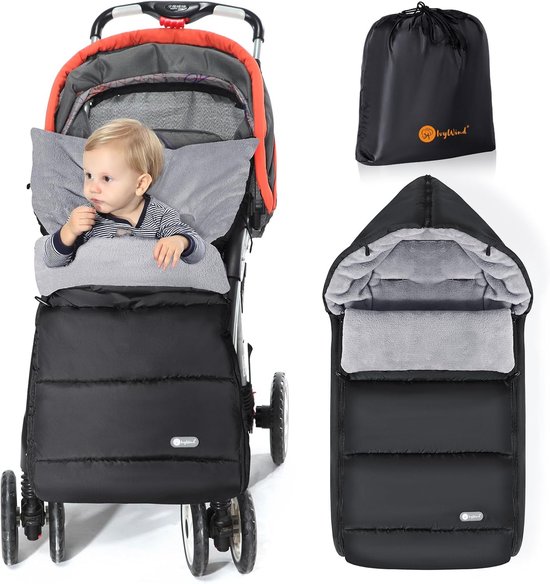 Thijox - Universele Voetenzak voor Kinderwagen - Waterdichte en Winddichte Buggy Voeten - Aanpasbare Kap en Ritsen - Warm, Afneembaar, Duurzaam - Zwar