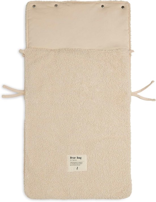 Thijox - Voetenzak Boucle Naturel Teddy voor Baby Autostoeltje Groep 0+ en Kinderwagen - 3-Punts en 5-Punts Gordel - Crème - Ideaal voor Koude Dagen