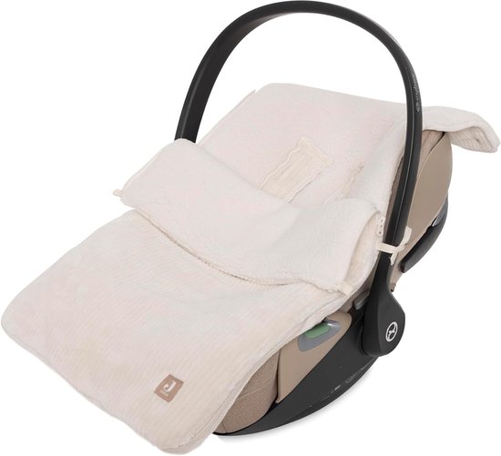 Thijox - Voetenzak Cloudy Rib Oatmeal voor babyzitje, kinderautostoel groep 0+, kinderwagen, 3-punts en 5-punts riem, zachte fleecevoering, ribstof, i