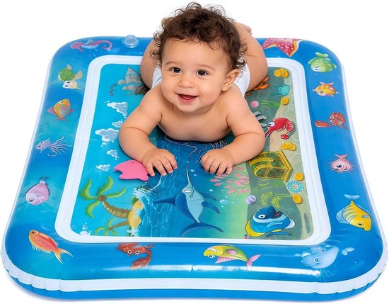 Thijox - Watermat voor baby's, opblaasbare buikmat, stimuleert motorische vaardigheden, BPA-vrij PVC, veilig voor gevoelige huid, blauw, ideaal kraamc
