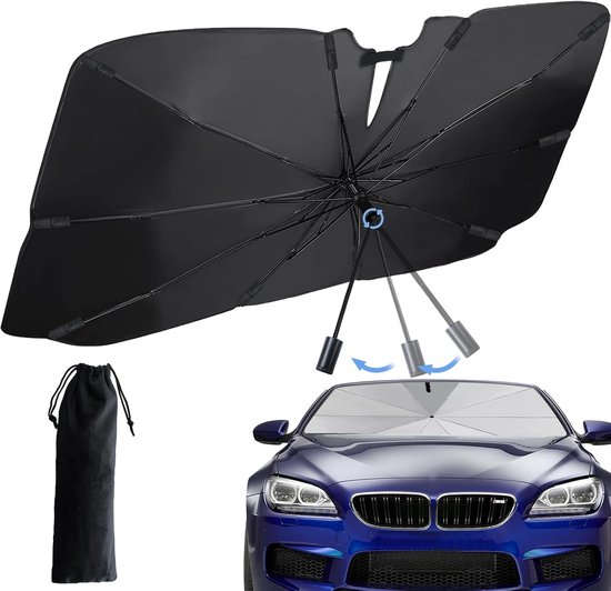 Thijox - Zonnescherm voor auto, UV-bescherming Parasol voorruit, Geschikt voor SUV's, MPV's, Vrachtwagens, L (148 x 85 cm) - Ideaal voor Zomer, Campin