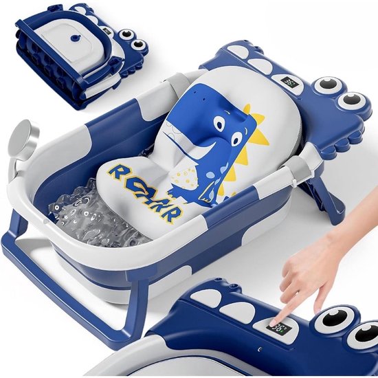 Thuys – Baby Badje Met Standaard – Inklapbaar Bad – Opvouwbaar – Draagbaar – Met Antislipvoetjes – 63 x 42 x 20cm – Blauw