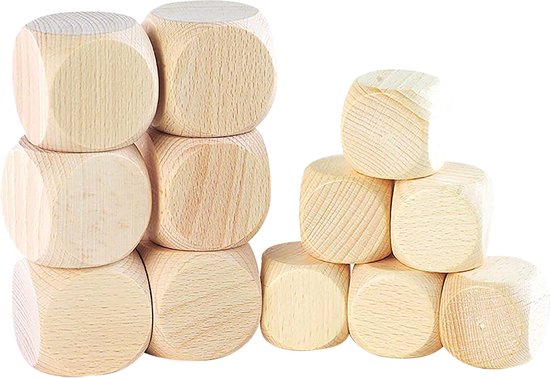 TickiT Dobbelstenen Blank Hout 50 Mm van Tickit
