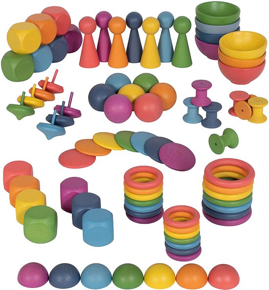 TickiT Rainbow Wooden Super Set | Mega Houten Sorteer en Speelset Groot | 84 stuks van Tickit