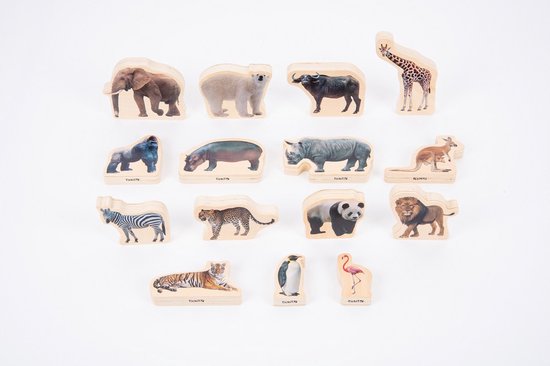 TickiT WOODEN WILD ANIMAL BLOCKS van Tickit