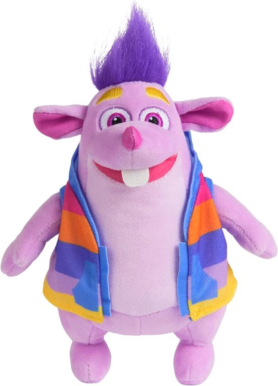 Tico Pluche Dier - Knuffel Eekhoorn - Kinderen Spelen - Geborduurde Details - 20 cm - Paars Vest