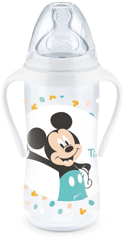 Tigex | Autonomie+ Babyfles 300 ml met Handgrepen | Mickey | Anti-Colic Speen Y +6m | van Merkloos