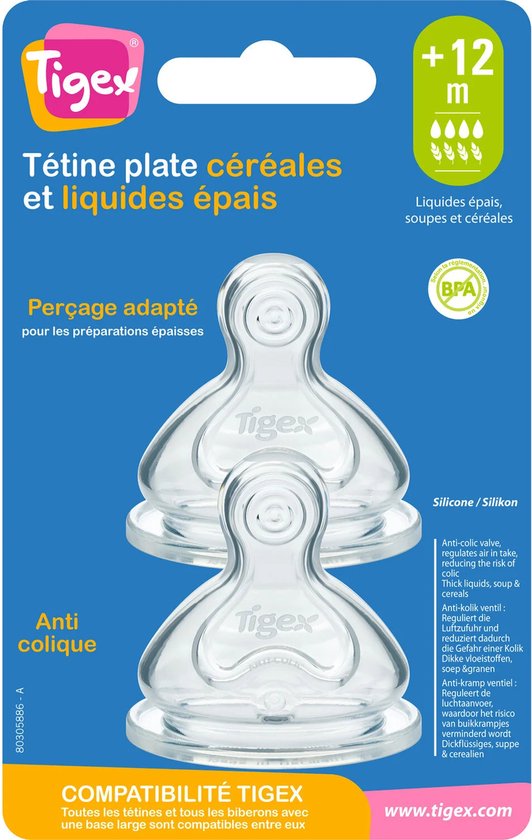 Tigex | Autonomie+ babyfopspeen | anti-kolic brede hals zuiger | + 12 m | 2 stuks 12+ m van T