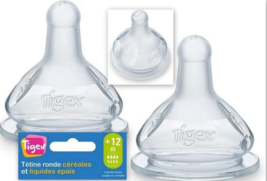 Tigex | Ronde fopspeen van siliconen | 3 snelheden | anti-koliek | +12 m | 2 stuks 12+ m