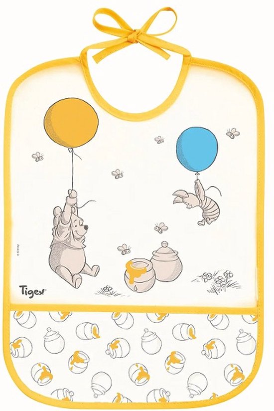 Tigex | Waterdichte Slabbetje | Disney | Winnie de Poeh | transparent- geel | 6 m+ Geel van T