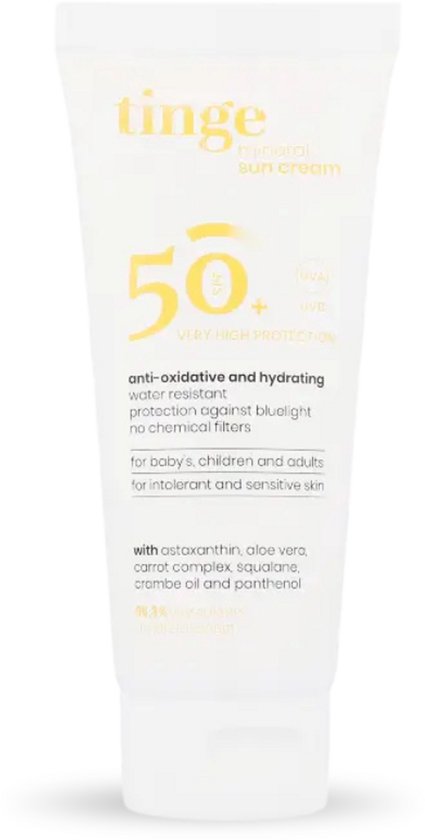 Tinge Minerale Zonnecrème SPF50+ – Anti-aging - UVA-, UVB- en Blauwlichtbescherming – Met astaxanthine - Koraalrifveilig - Hele gezin - Beschermend, hydraterend en anti-oxidatief - Non-nanofilters - 100 ml van Merkloos