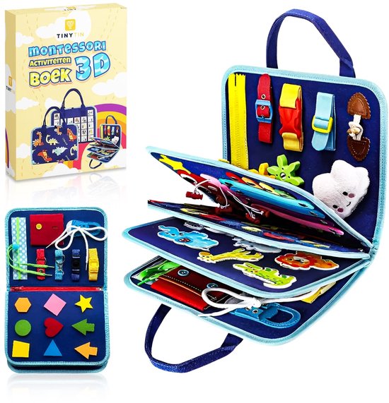 TinyTin Activiteitenboek 1 & 2 Jaar - Busy Board Baby & Peuter - Montessori Speelgoed - Sensorisch Speelgoed - Busy Book - Activity Board - Motoriek - Nederlands