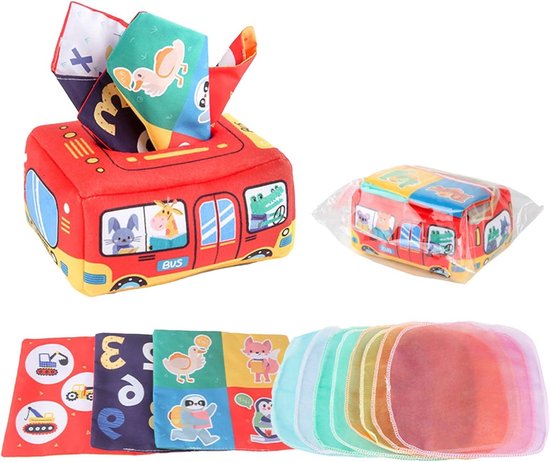 Tissue Box Speelgoed voor - 16,69x4,72x2,95 Inch Zacht Sensorisch Leerspeelgoed | Multifunctioneel SpeelgoedsmontessoriStem voor Baby's voor Jongens en Meisjes Van 1 Jaar, Educatief Speelgoed P