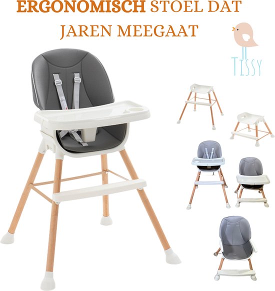 Tissy - Kinder eetstoel - Meegroei stoel - Innovatieve stoel - Ergonomisch - Kinderkruk - Eetstoel - Stoel - Clikk kinderstoel - Kinderstoelen - Moderne Design Kinderstoel - Grijs van Tissy