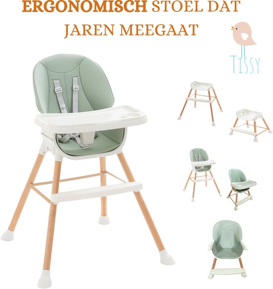 Tissy® - Kinder eetstoel - Meegroei stoel - Innovatieve stoel - Ergonomisch - Kinderkruk - Eetstoel - Stoel - Clikk kinderstoel - Kinderstoelen - Moderne Design Kinderstoel - Krukje - Mint Groen van Tissy