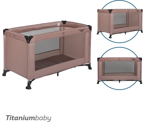 Titaniumbaby Campingbed SMART Jordan 60x120 cm Taupe inclusief draagtas van Merkloos