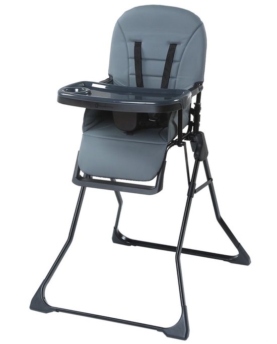 Titaniumbaby Kinderstoel Bistro Charcoal Grey / Eenvoudig reinigbare bekleding / Extra afneembaar eetblad / Verstelbaar eetblad / Compact inklapbaar design van Titaniumbaby