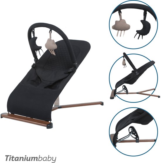 Titaniumbaby Wipstoel SOLID Suzy Lush Black inclusief speelboog van Titaniumbaby
