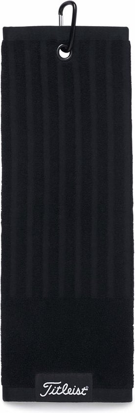 Titleist tri fold players towel black, handdoek zwart van Titleist