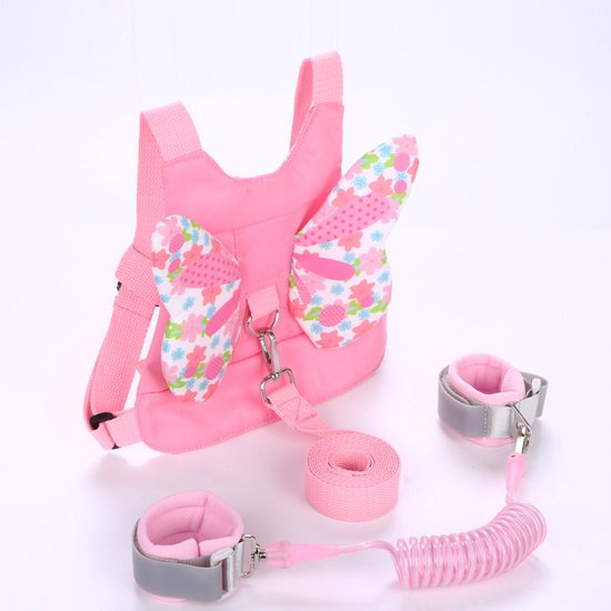 Toddler Leash Harness and Anti-lost Wrist Strap, 3-in-1 Kids Safety Harnesses with Strap, Child Anti Lost Strap Walking Wristband Assistant Belt Belt for Baby Girls - Pink van Merkloos
