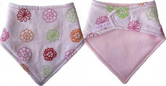 Toetie & Zo Handgemaakte Slabber Pink Flowers - Slabbetje - Slab - Bandana - Spuugdoek - Baby - Kraamkado - Roze van T