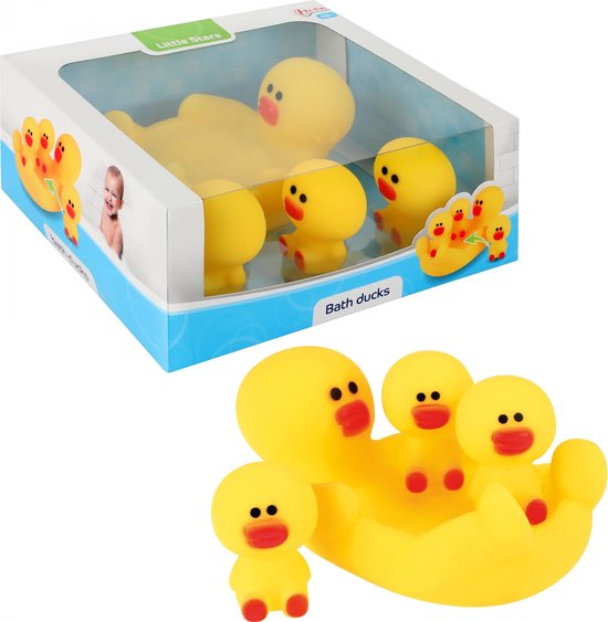 Toi-toys Badspeelgoed Bath Ducks Junior Vinyl Geel 4-delig van Toi-Toys