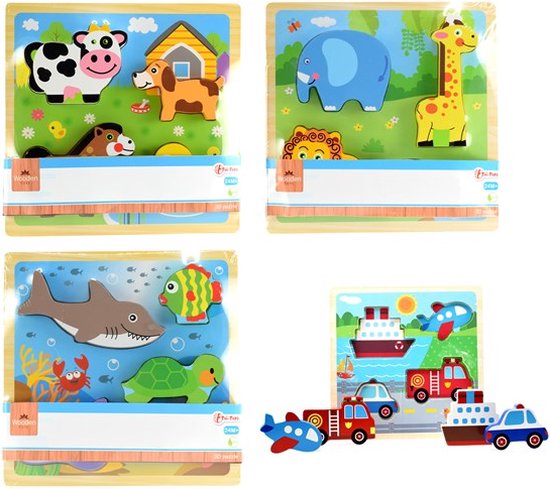 Toi Toys Houten 3D puzzel (1 stuk) assorti