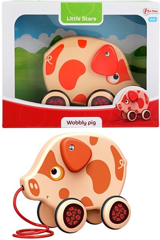 Toi-Toys Kinder/Peuter Trek Figuur - Wiebel Varken van Toi-Toys