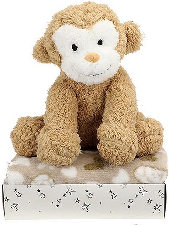 Toi-toys Knuffeldeken Met Aap In Cadeauverpakking Bruin van Toi-Toys
