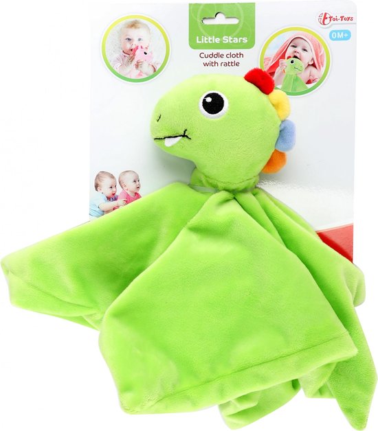 Toi-toys Knuffeldoekje met rammelaar Dino Junior 30 Cm Pluche Groen van Merkloos