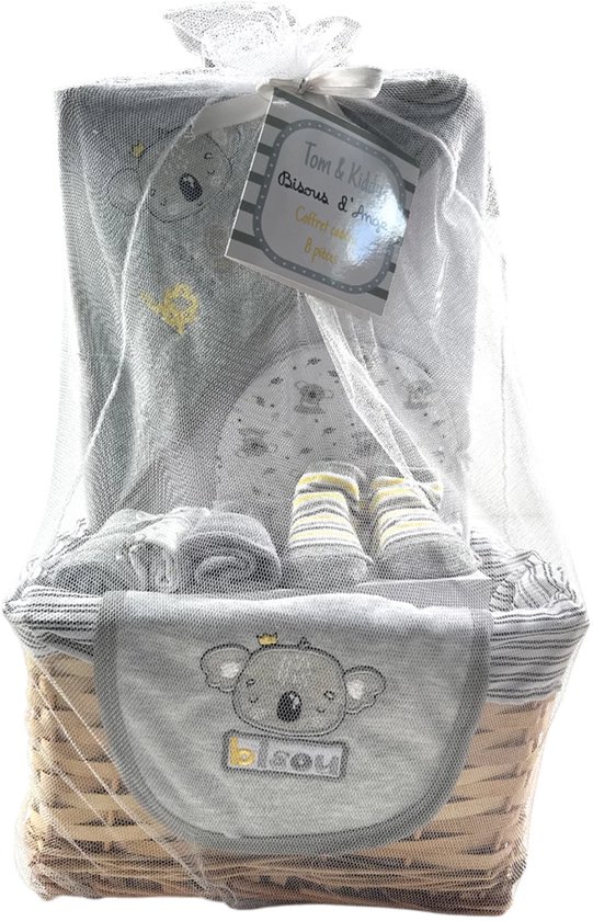 Tom Kids 8-delige geboortedoos, cadeau, baby, babyshower, grijs van Merkloos