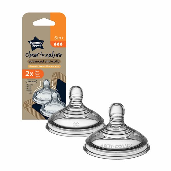 Tommee Tippee Closer to Nature Fast Flow Teats Speen 6m+ - 2 x 2 stuks - Voordeelverpakking van Merkloos
