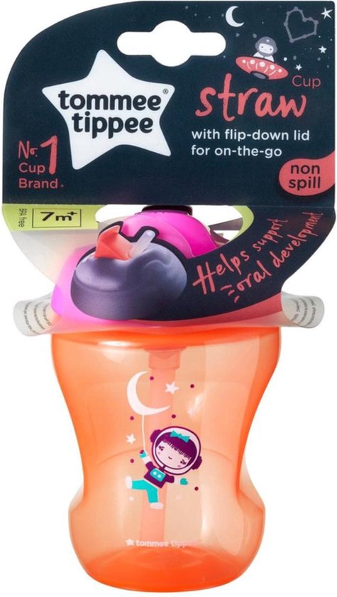 Tommee Tippee - Cup - Training Straw cup - girl- 230 ml- 7m+ Roze van Tommee Tippee