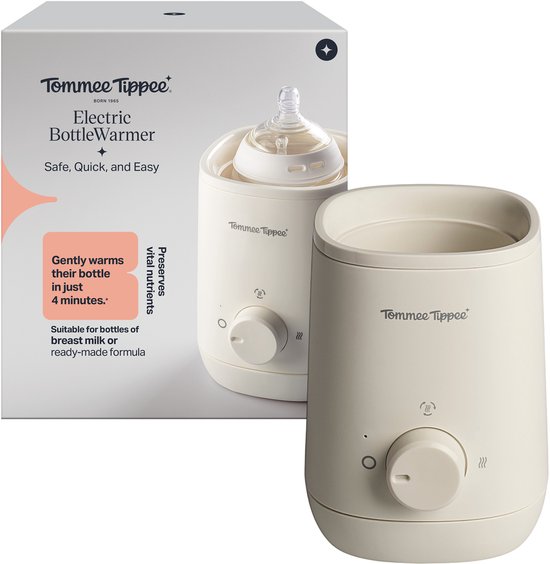 Tommee Tippee Elektrische Flessenwarmer - voor Afgekolfde Borstmelk, Gebruiksklare Poedermelk en Potjes met Babyvoeding - Flesverwarmer voor een Snelle en Veilige Voeding Onderweg
