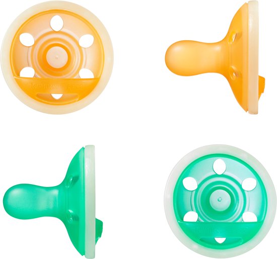 Tommee Tippee Nacht borstachtige fopspeen - 4 Stuks - 0-6 maanden - op huid lijkende textuur - BPA-vrij van Merkloos