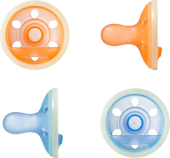 Tommee Tippee Nacht borstachtige fopspeen - 4 Stuks - 6-18 maanden - op huid lijkende textuur - BPA-vrij van Merkloos