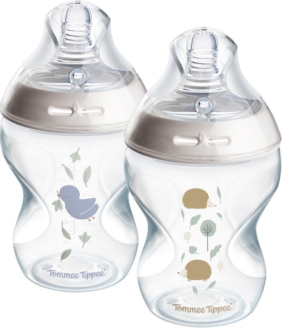 Tommee Tippee Natural Start Babyflessen - set van 2 x 260ml baby flessen - Lage toevoersnelheid - 0m+ - gedecoreerd van Merkloos