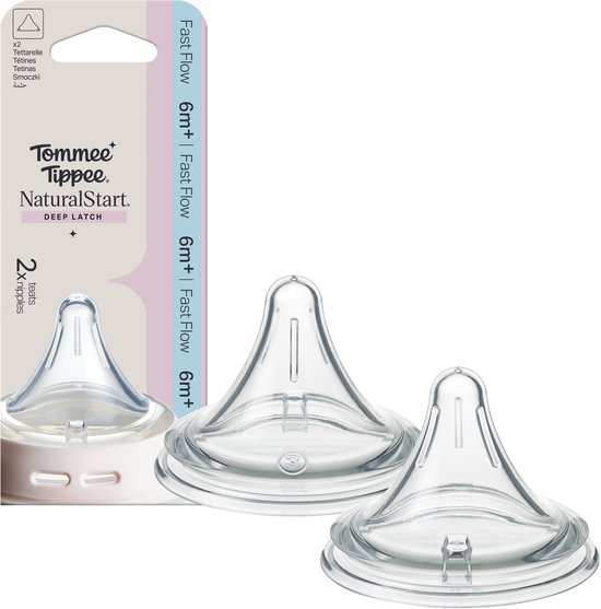 Tommee Tippee Natural Start Deep Latch Driehoekige spenen - set van 2 Fast Flow speen