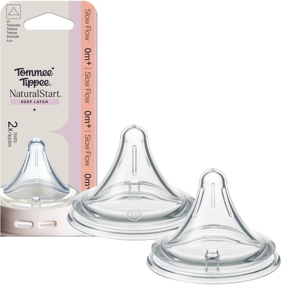 Tommee Tippee Natural Start Deep Latch Driehoekige spenen - set van 2 Slow Flow speen