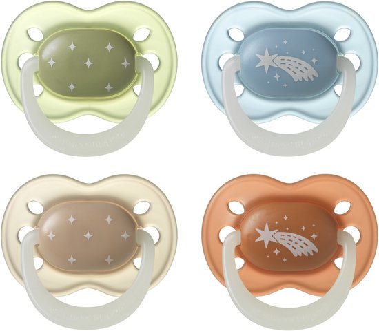Tommee Tippee NightGlow gloeit in het donker fopspeen - 0-6 maanden - 4 stuks - orthodontische speen -100% BPA-vrij - nachtkleuren van Merkloos