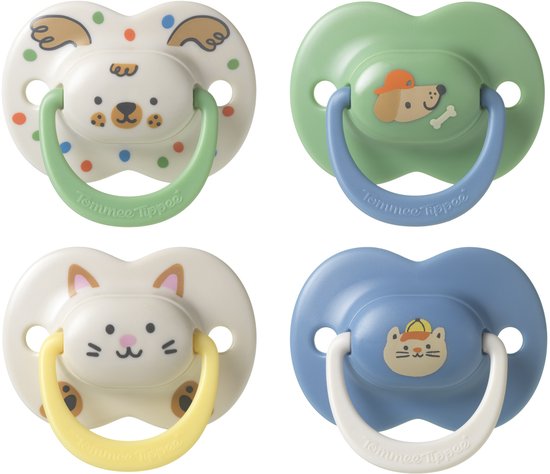 Tommee Tippee Ultimate Fit-fopspeen - 18-36 maanden - 4 stuks - orthodontische symmetrische speen voor baby's- 100% BPA-vrij silicone - Blauw deco