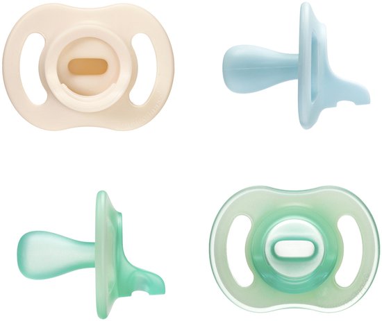 Tommee Tippee Ultra-light StayPut Day and Night fopspenen, 0-6 maanden, set van 4, silicone fopspeen uit één stuk, zacht voor de huid van Tommee Tippee