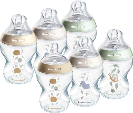 Tommee Tippee zuigflessen, Natural Start Anti-Colic, 260 ml, tepelvormig voor natuurlijk zuigen, anti-koliek ventiel, zelfsteriliserend, set van 6 van Tommee Tippee