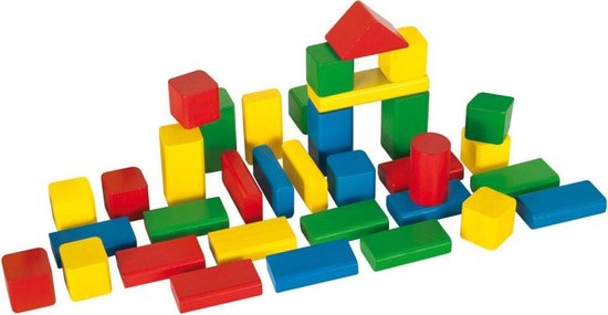 Tonnetje houten blokken 50pcs | Fnac KIDS Cubes en Bois | in emmertje van T