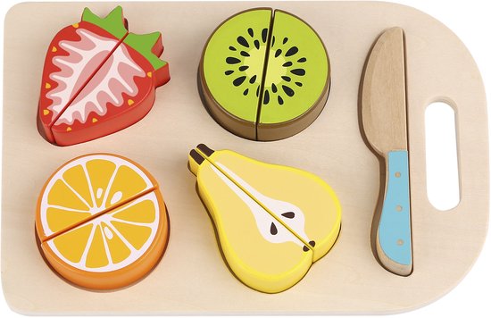 Tooky Toy Fruit Snijplank - Snij je eigen Fruit - Stimulerend houten Montessori speelgoed – Duurzaam, Educatief en Creatief spel voor Kinderen om Zelfredzaamheid en Vaardigheden te Ontwikkelen van Tooky Toy
