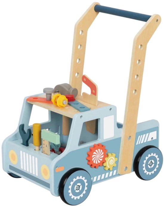 TOOKY TOY Loopwagen Werkvoertuig - FSC Hout - 46-Delig - Loopwagen met Speelgoed Gereedschap - Geschikt voor 3+ Jaar (Peuters) - Speelgoed Werkbank - Educatief & Montessori Speelgoed van Merkloos
