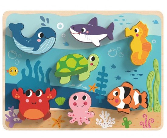 TOOKY TOY – Montessori Houten Puzzel Zee Wereld 7-delig